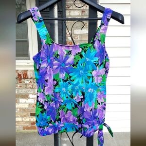 VINTAGE MAXINE OF HOLLYWOOD TAnk8n8 Bathing suit Top Vibrant floral Size Medium